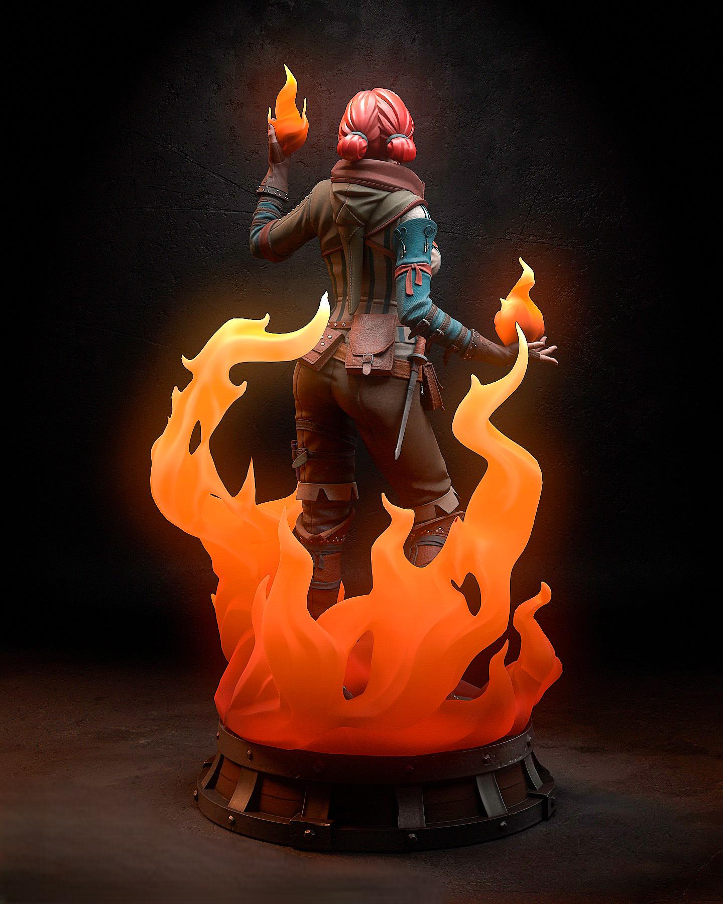 Triss Merigold with flame painted | Action figure inspired by The witcher