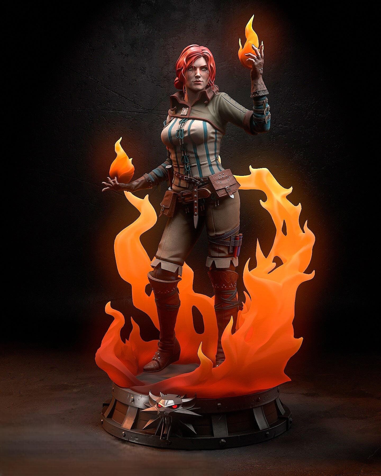Triss Merigold with flame painted | Action figure inspired by The witcher